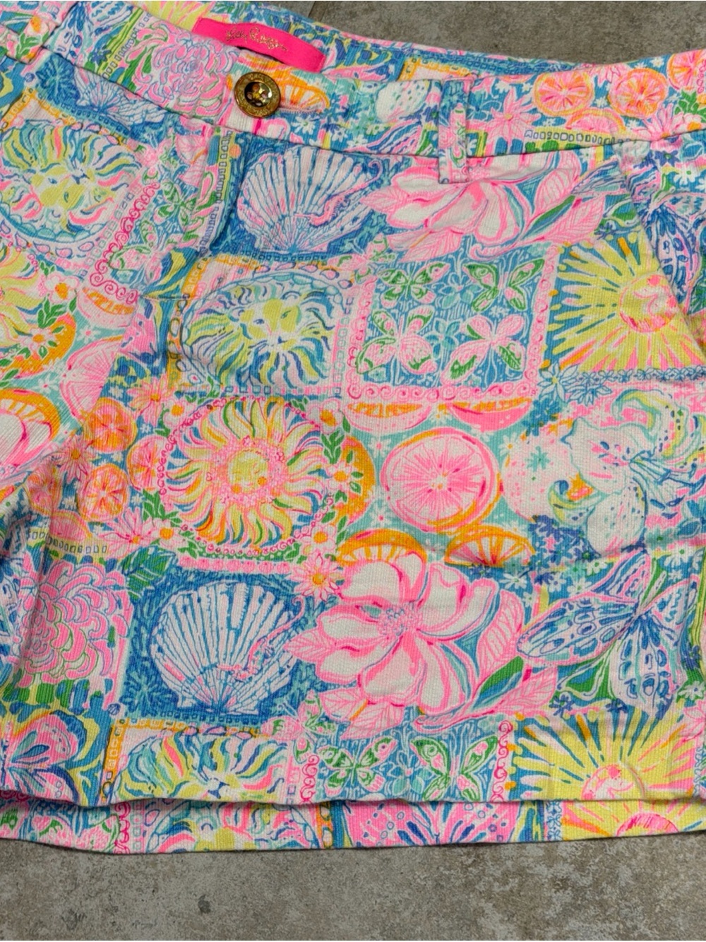 Lilly Pulitzer Callahan Stretch Shorts Patch My Drift SZ 8 Vibrant Pastels - Picture 3 of 10